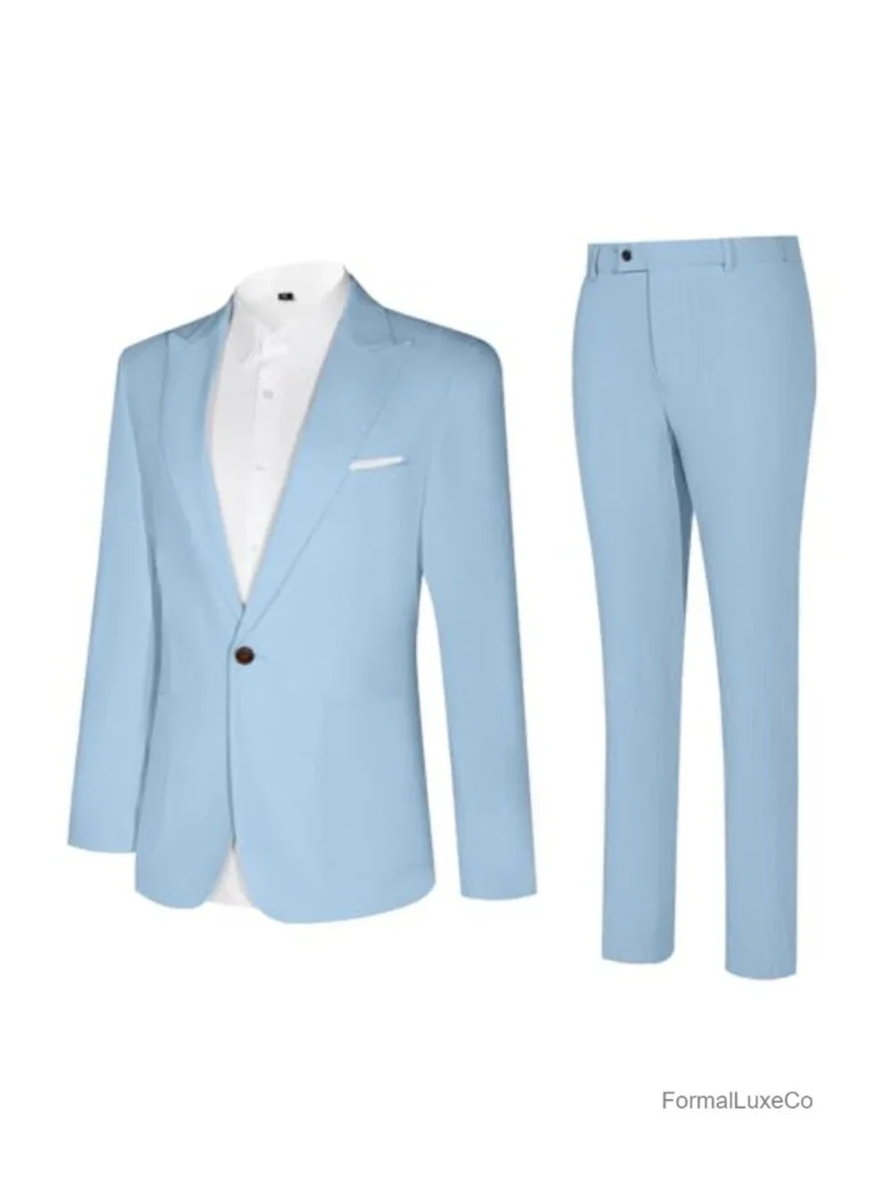 Linen Men's 2 Piece Suit Slim Fit Tuxedo Blazer & Pants Set Formal Wedding